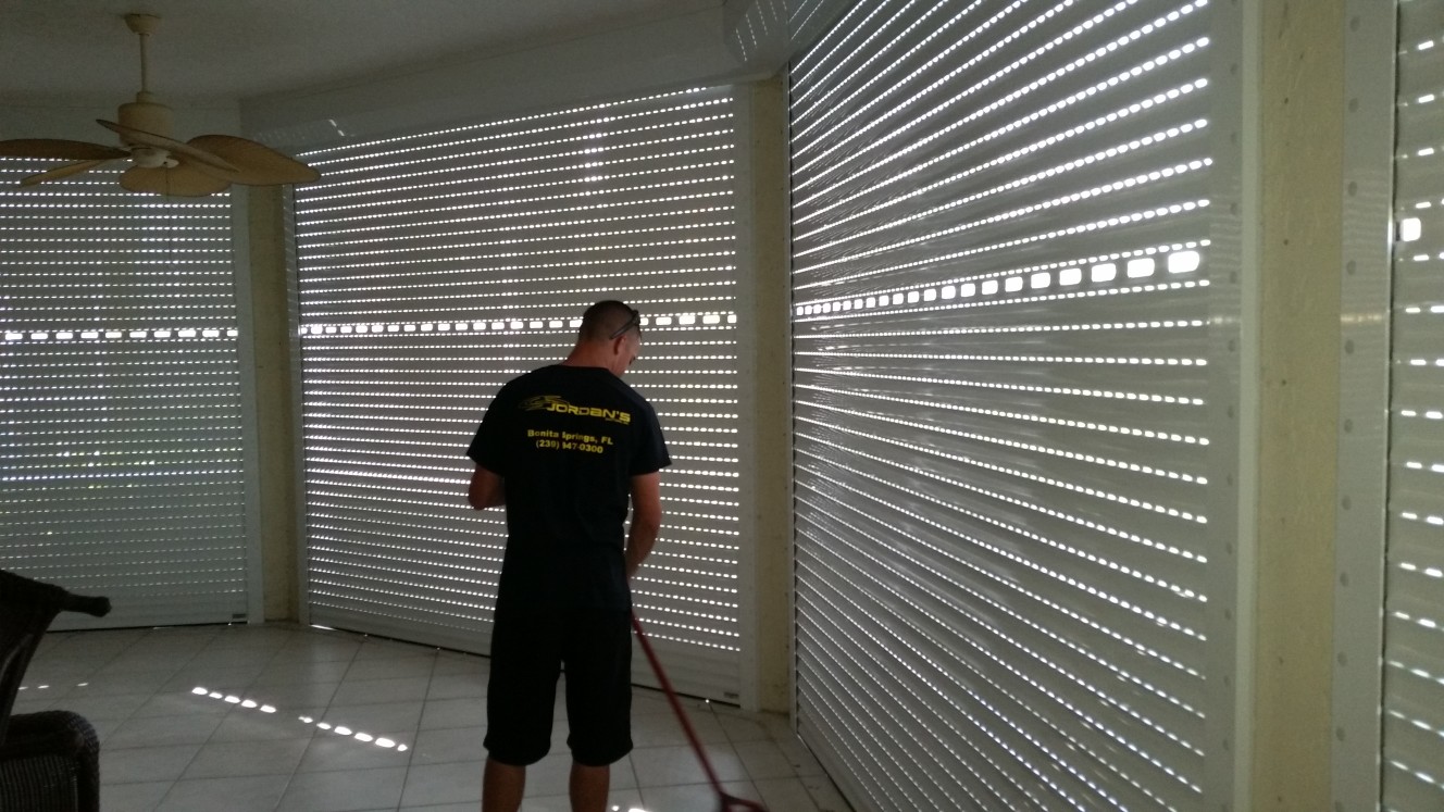 Hurricane shutter system installed at a Southwest Florida property